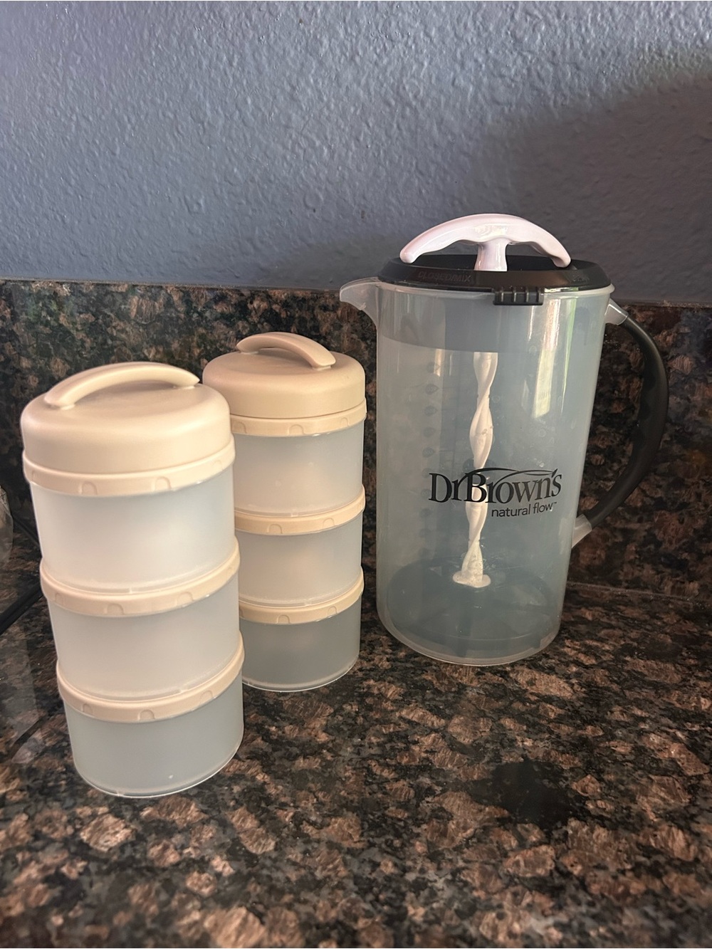 Dr Brown’s Formula Mixing Pitcher and Stacking Formula Containers